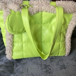 Wild fable tote purse with fur trim and coin purse